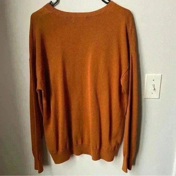Treasure & Bond Burnt Orange V-Neck Cashmere Blend Sweater, Size M - Picture 4 of 11